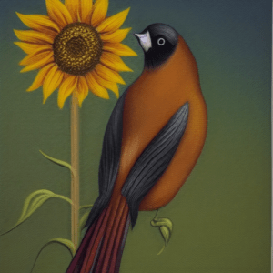 Vogel und Sonnenblume