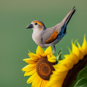 Vogel sitzt auf der Sonnenblume